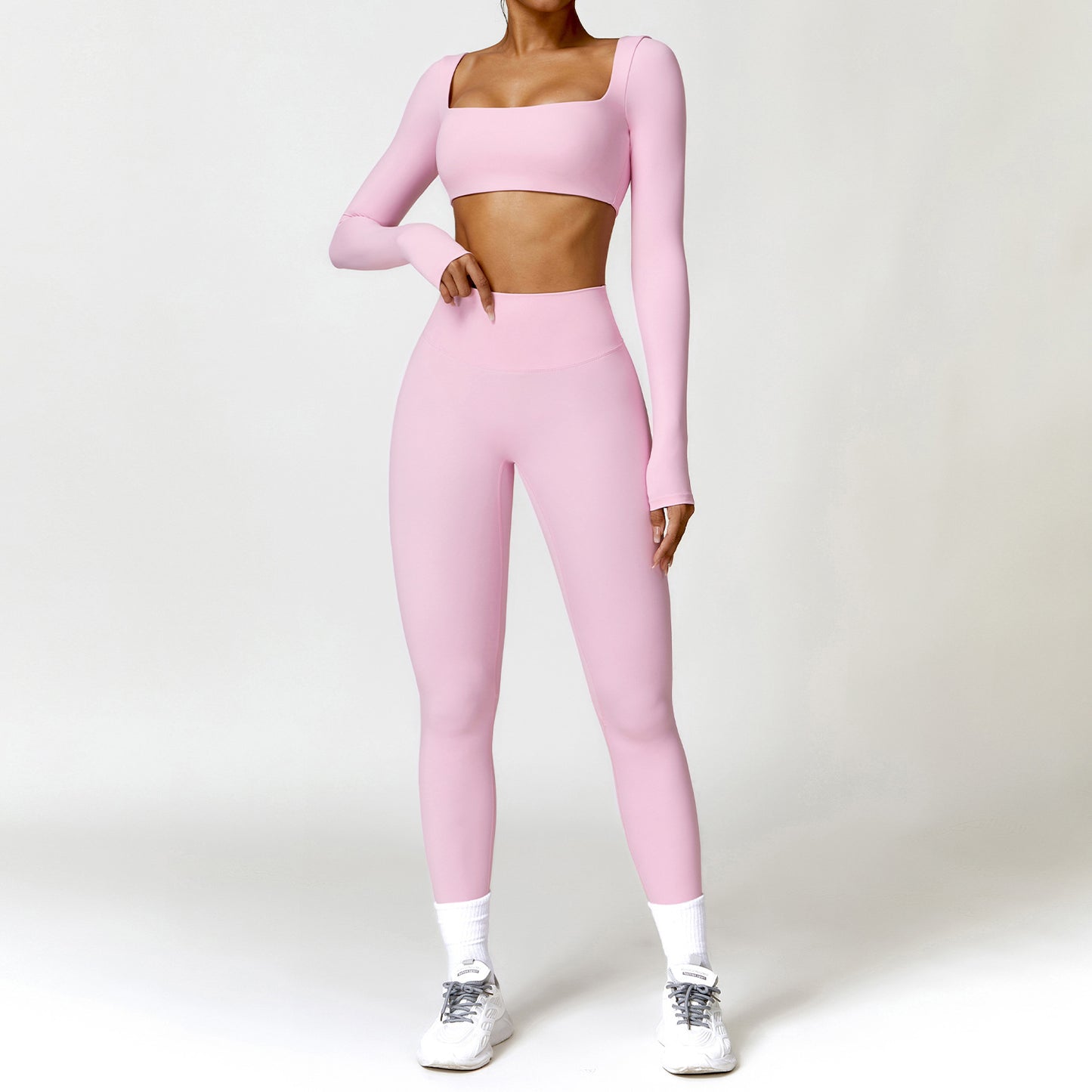 Winter High Waisted Compression Yoga Set Quick Dry Two Piece Running and Fitness Outfit for Comfort and Performance Style 8518