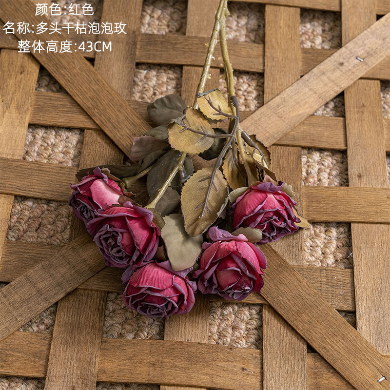 Beautiful Multi-Headed Artificial Dried Bubble Rose - Perfect for Wedding & Event Decor, Greenery Home Accents - High-Quality Craftsmanship MW66901