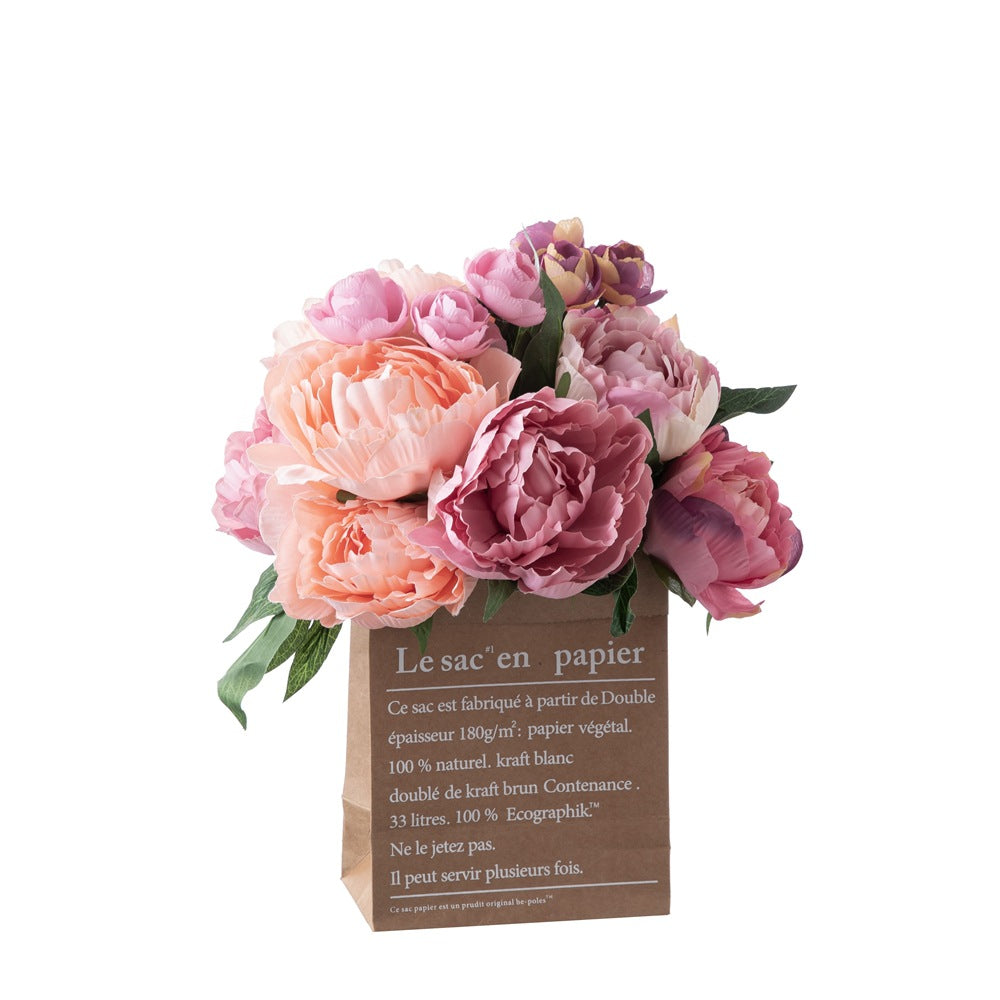 Charming Champagne Peony Bouquet - Elegant Faux Floral Handheld Arrangement for Home Decor and Wedding Celebrations - Ideal for Lasting Beauty (Model DY1-36C)