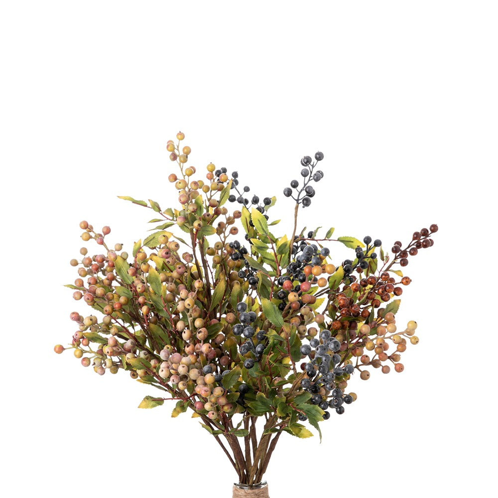 Realistic Summer Berry Branch Faux Flowers Bouquet – Stunning Home Décor with Rose Accents for Weddings, Events, and Everyday Use | INSMW25589