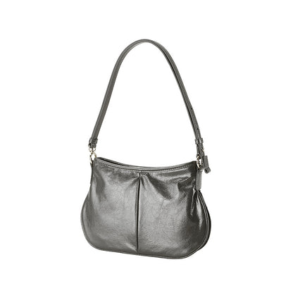 Versatile Crystal Oil Wax Cowhide Tote Bag Fashion Real Leather Shoulder Bag for Women for Commuting and Everyday Style