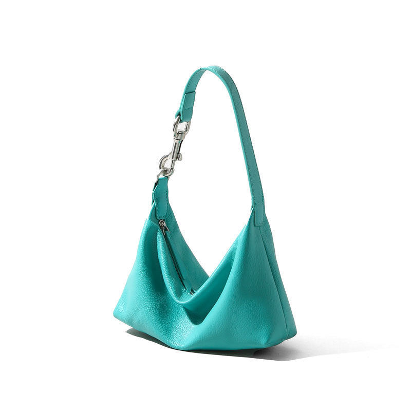 Chic Genuine Leather Shoulder Bag Minimalist Unique Underarm Hobo Bag with Design and Cozy Handheld Style