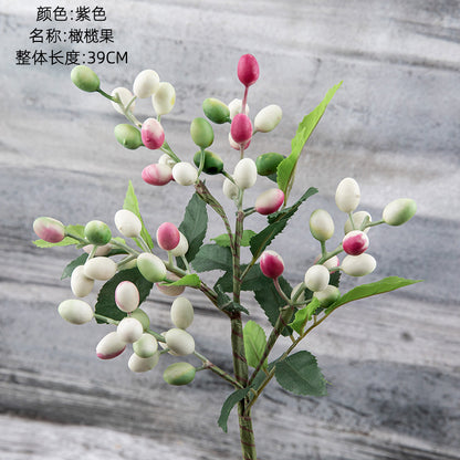 Realistic Olive Berry Branch Christmas Decorative Flowers for Home - Beautiful Faux Plants for Wall Decor | MW30333