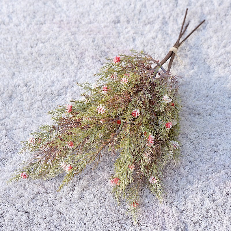 L384 Artificial Blossom Bouquet with Three Branches of Powdered Pine and Juniper - Perfect for Home Décor, Weddings, and Floral Arrangements