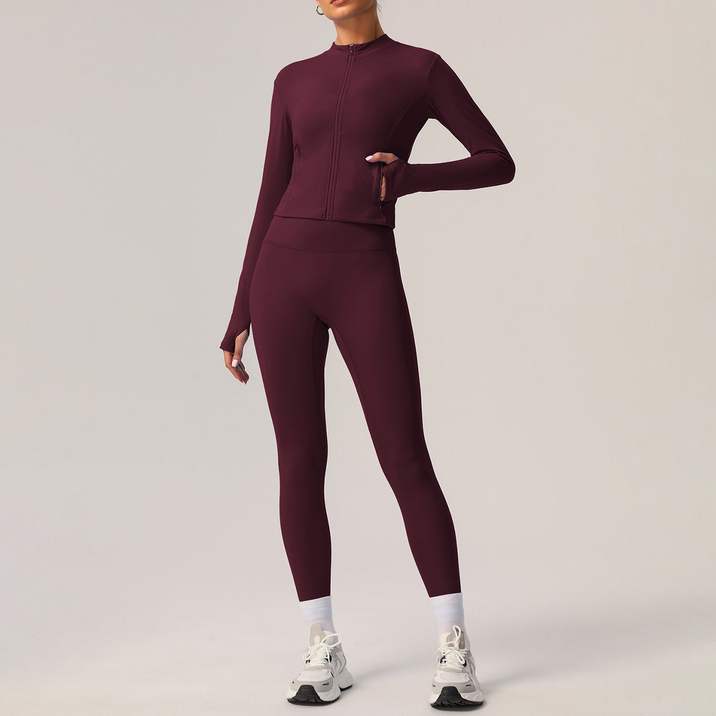 Women's Quick Dry Long Sleeve Yoga Set Versatile Outdoor Training Outfit with Running Pants and Sports Bra for Fitness Comfort