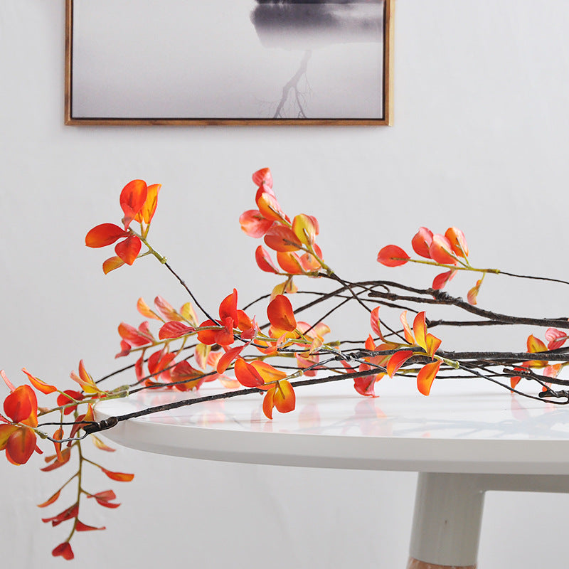 Realistic Artificial Red Leaf Willow Vines – Perfect for Home and Hotel Décor, Long Branches, Dried Vine Aesthetic for Stunning Floral Arrangements