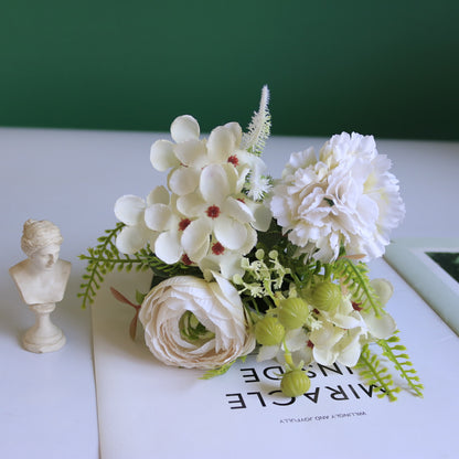 Lifelike Faux Flower Arrangement Set with Peony, Hydrangea, and Dogtail Grass - Perfect Home Decor and Photography Prop