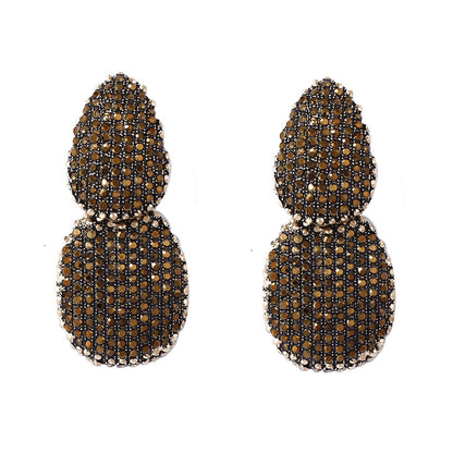 Exquisite High-End Geometric Alloy Drop Earrings with Sparkling Crystals – Perfect Statement Jewelry for Banquets and Parties