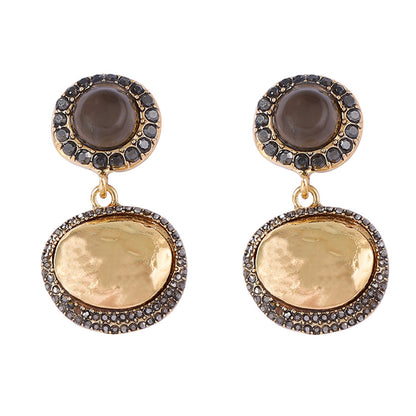 Trendy Vintage-Inspired Geometric Button Earrings - Unique Alloy Design for Effortless Style and Versatile Everyday Wear