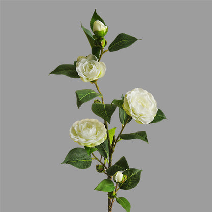 Elegant Multi-Head Faux Camellia Flower for Home Decor - Perfect for Living Room and Dining Table Centerpieces, Ideal for French Romantic Photography Props