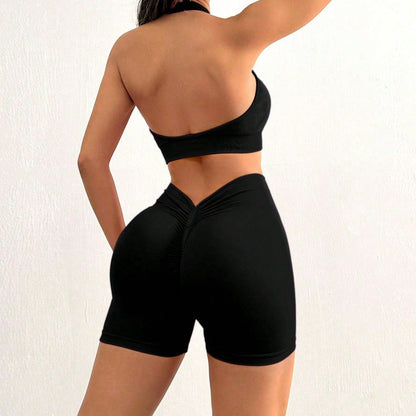 Seamless Shockproof Backless Bra and High Waisted Yoga Shorts Set for Comfort Flexibility and Style During Your Workouts