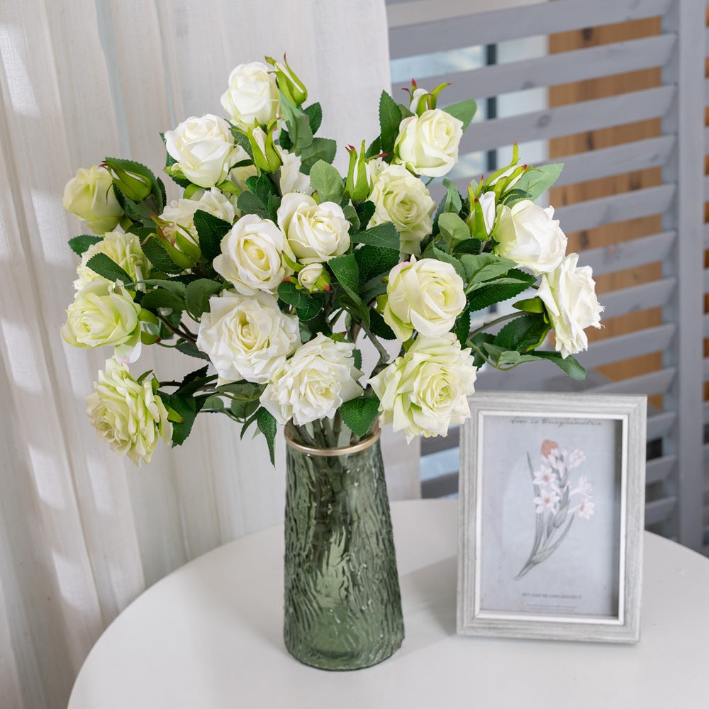 Stunning INS-Style Artificial Rose Flower Plant for Wedding Decorations – Lifelike Floral Potted Arrangement Perfect for Home Decor and Plant Walls – Model MW15190