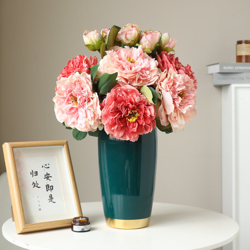 Luxurious Faux Peony Flower Bouquet - Perfect for Wedding Decor, Living Room Accent, and Elegant Hallway Display