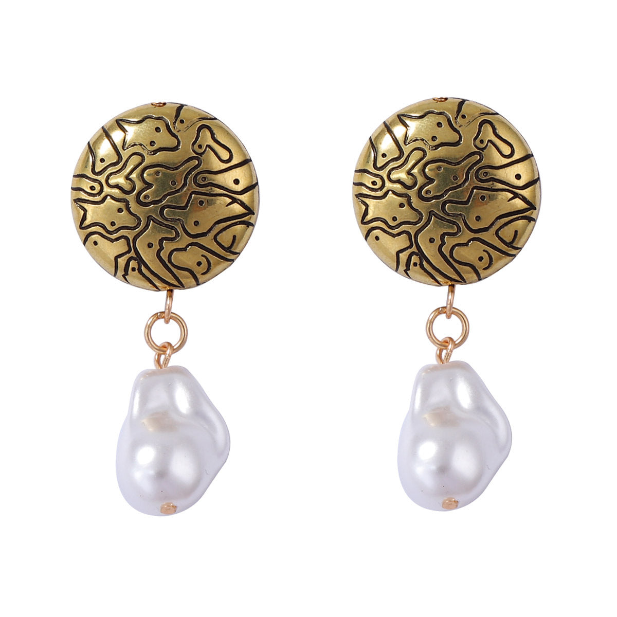 French Artistic Vintage Geometric Baroque Faux Pearl Drop Earrings - Versatile and Chic Casual Jewelry for Every Occasion