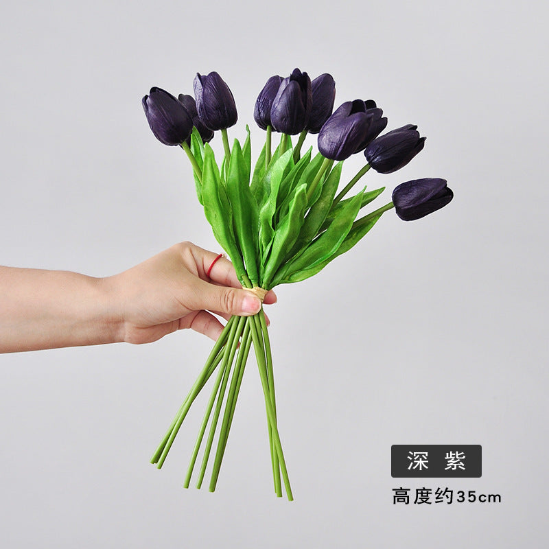 Modern Minimalist 10-Head Realistic Artificial Tulip Bouquet – Perfect for Home or Office Décor