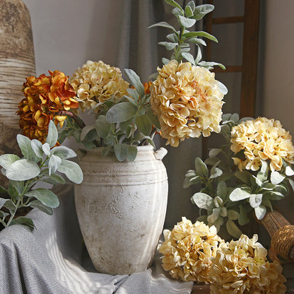 Single Stem Burnt Edge Dry Hydrangea Faux Flower - Perfect for Home Decor, Retail Displays, and Elegant Arrangements