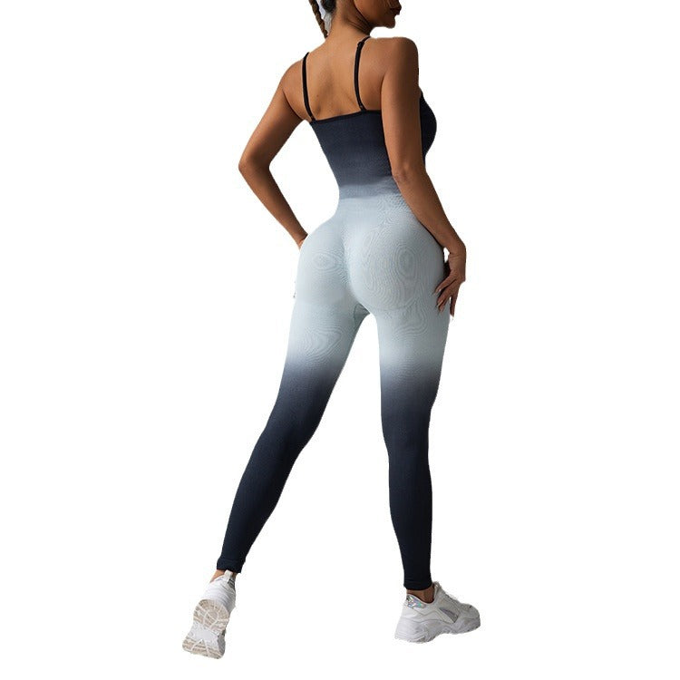 Seamless Gradient Cross Back Yoga Jumpsuit for Women Peach Butt Enhancing Fitness Outfit for Comfort and Style