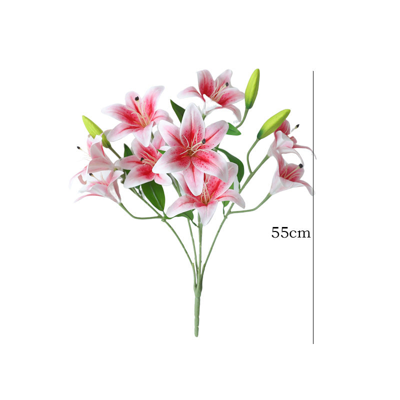 Realistic Faux Lily Wedding Bouquet - 9-Head Faux Floral Arrangement for Stunning Wedding Decorations, Hotel Centerpieces, and Event Styling