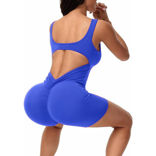 Seamless Knit V Back Bodysuit with High Stretch Butt Lifting Form Fitting Activewear for Women