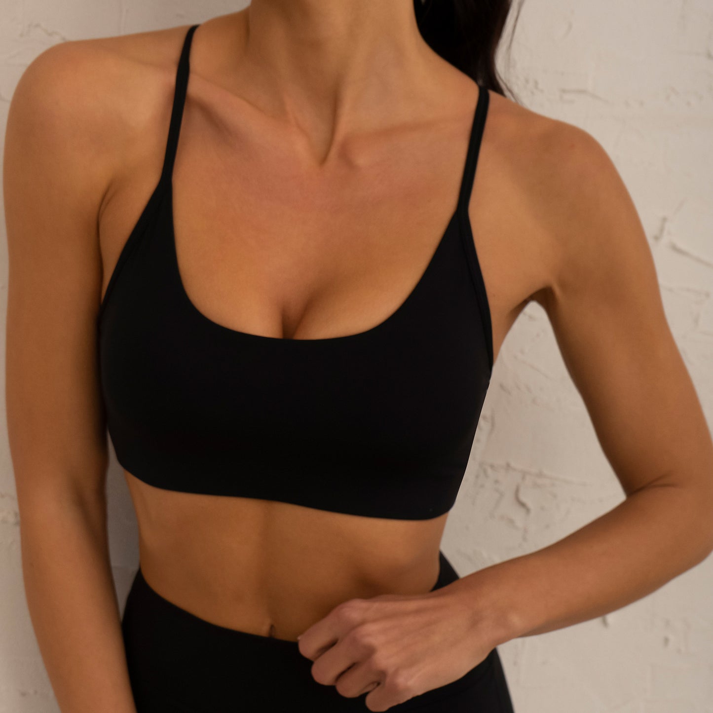 Women's Tight Fitting Sport Bra with Breathable Back and Adjustable Thin Straps for Yoga Gym and Casual Wear