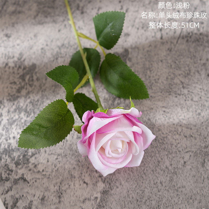 Elegant Faux Rose Wall Decor: Plush Velvet Rose and Pearl Embellished Flowers for Stunning Home and Holiday Decorations – Perfect for Any Occasion (Model MW03339Y)