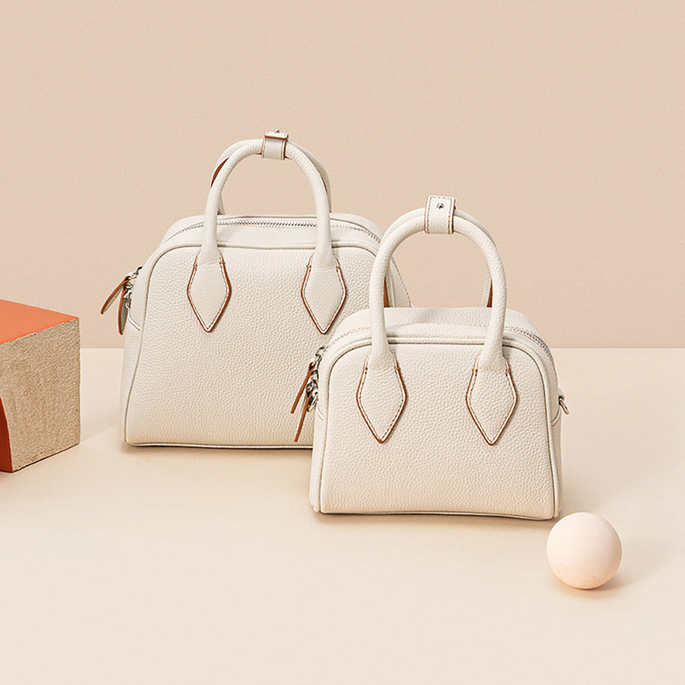 Boston Bag Top Grain Leather Shoulder and Crossbody Bag Unique Korean Design for Effortless Chic