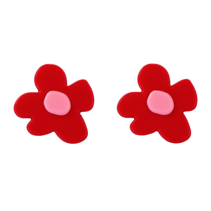 Charming Minimalist Acrylic Cartoon Flower Earrings – Versatile and Cute Accessories for Everyday Wear and Commuting