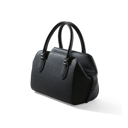 Real Leather Women's Large Capacity Zipper Crossbody Bag Chic Boston Handbag for Fashionable Women