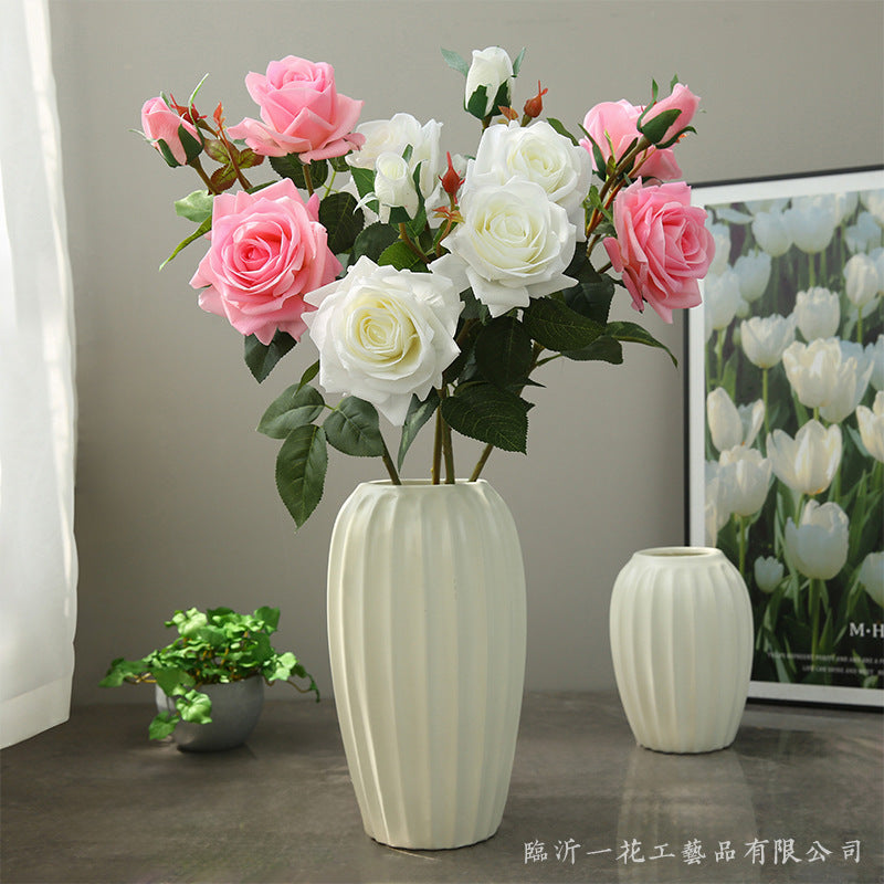 Lifelike Handfeel Moisturizing Happy Rose - Elegant Modern Home Décor for Living Room, Luxurious Floral Arrangement for Hallway and Photography Prop