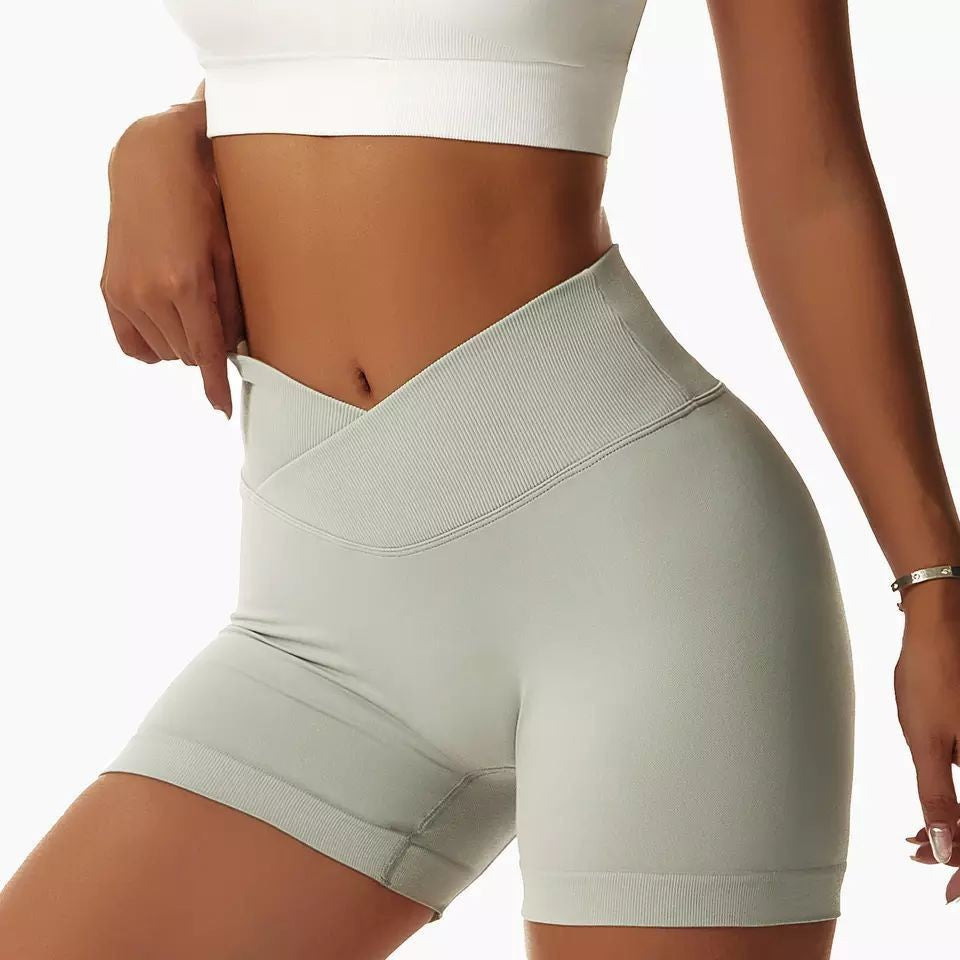 High Waisted Cross Back Yoga Shorts for Outdoor Activities Quick Dry Supportive and for Running Workouts and Fitness Enthusiasts