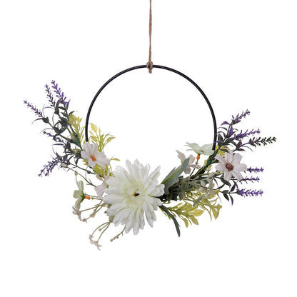 Stunning Rose and Lavender Half-Circle Wall Hanging Faux Flower Bouquet – Perfect for Weddings and Home Décor – CF01106