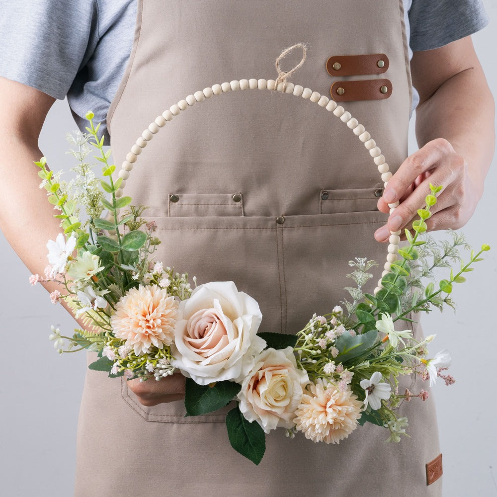 Charming Spring Fragrant Rose and Dandelion Wall Hanging – Stunning Faux Floral Wedding Bouquet and Elegant Home Décor (Model CF01417)