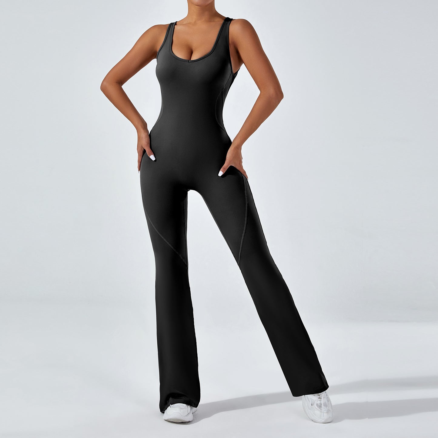 Backless Bodysuit with Butt Lifting Features High Waisted Flare Yoga Jumpsuit for Comfort and Support