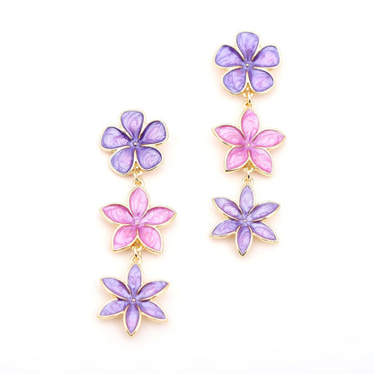Elegant Multi-Layer Floral Alloy Drop Earrings - Unique Design for Distinctive Style and Effortless Sophistication