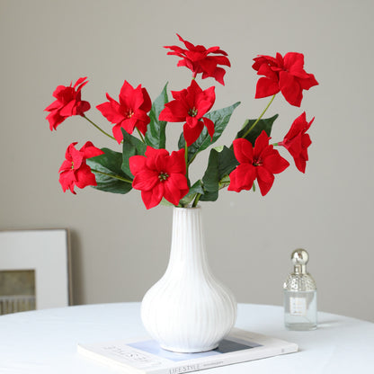 High-Quality Artificial Poinsettia Flowers for Christmas - Vibrant Red Holiday Home and Outdoor Decor, Perfect for Festive Landscaping