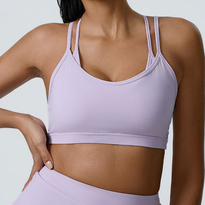 Comfortable and Supportive Women's Sports Bra with Adjustable Straps Ideal for Fitness Yoga and Active Workouts Back Design Shock Absorbent Features