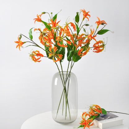 Realistic Artificial Lily Flower Arrangement - Perfect for Home Decor, Weddings, and Elegant Event Styling | Beautiful Flame Lily Faux Flowers