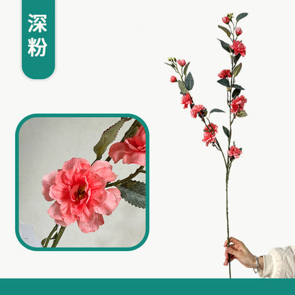 Lifelike Wild Mountain Camellia Faux Flower Branch - Stunning Decorative Floral Arrangement for Living Room, TV Cabinet, Entryway, and Dining Table