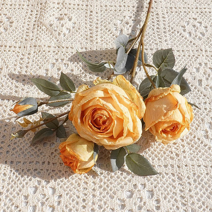 Lifelike Single Stem Edged Friendship Rose - Elegant Faux Flower for Weddings, Event Displays, and Home Décor