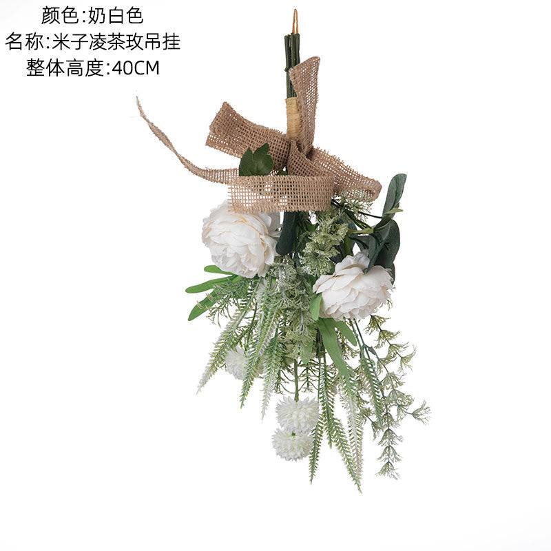 Stunning Faux Flower Bouquet for Weddings - Elegant Mi Zi Ling Tea Rose Wall Hanging Décor, Perfect for Ceremonies and Home Decoration - CF01132