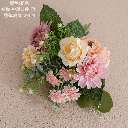 Elegant Peach and Lotus Handcrafted Faux Flower Bouquet for Weddings | Stunning Wall Decor and Hanging Decorations CF01398