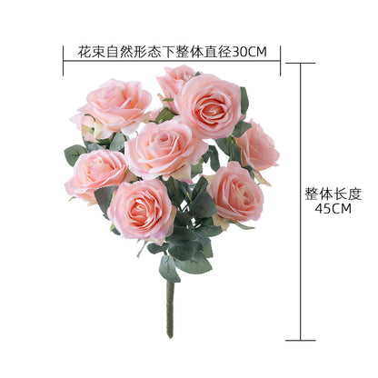 Stunning 10-Stem Artificial Rose Bouquet - Perfect Home Decor Plant for Weddings and Celebrations | Durable, Realistic, and Hassle-Free Floral Arrangement MW23313