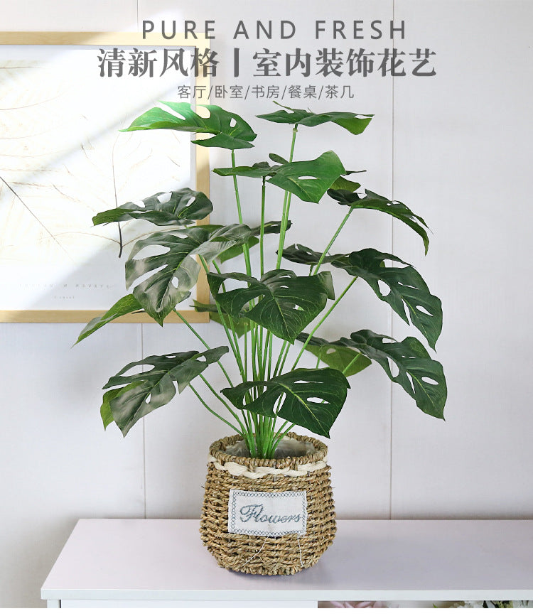 Lifelike Monstera Plant with Large Leaves - Perfect Indoor and Outdoor Decorative Potted Greenery for Home, Office, and Landscape Photography