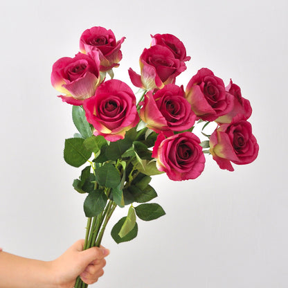 Realistic Touch Hydrating Rose Faux Flower - Single Edged Bloom for Home Decor, Weddings, and Bouquets - Perfect for Lasting Beauty