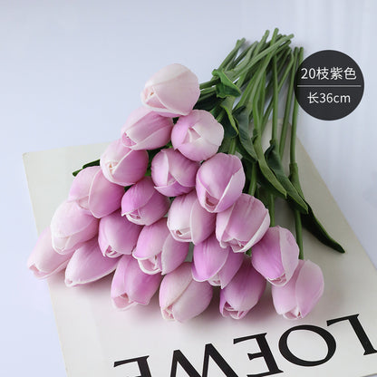 Realistic Miniature PU Tulips - Vibrant Artificial Silk Flowers for Home Décor, Arrangements, and Year-Round Enjoyment