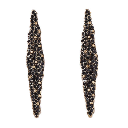 Stylish & Elegant Geometric Long Bar Earrings for Women -  Alloy with Sparkling Rhinestones - Unique Design for Eye-Catching Accessorizing