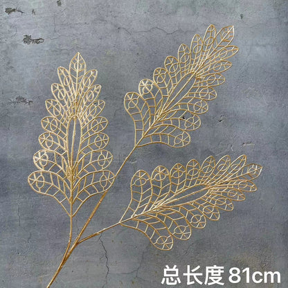 Realistic Gold Eucalyptus Leaves - Plastic Flower Materials with Winterberry Red Fruits for Festive New Year and Wedding Decorations | Ideal for Prosperity and Joy