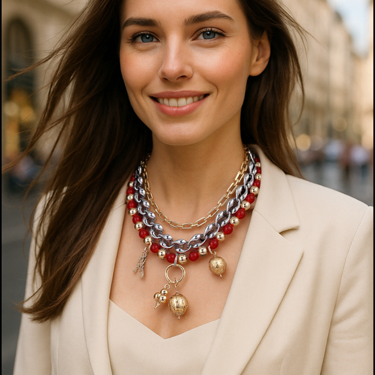 Bohemian Multi-Layered Charm Necklace featuring Unique Chain, Colorful Glass Beads, and Alloy Insect Pendant – Perfect for Casual Wear and Fashion Statements