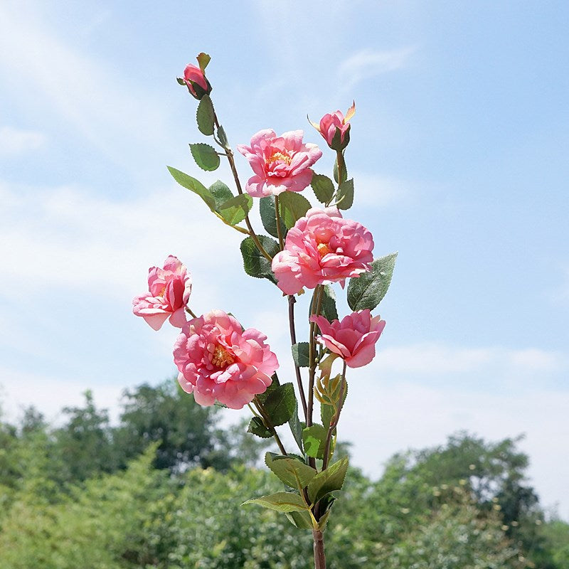 Realistic Artificial Flower Arrangement - 7-Head Iceberg Rose for Home Decor, Weddings, and Photography - Perfect Decorative Accent for Sample Rooms