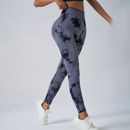 High Waisted Tie Dye Yoga Pants for Women Butt Lifting No Show Seam 3 4 Length Leggings for Comfort and Performance